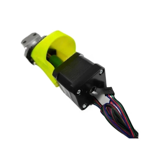Game Changing Universal Pellet Extruder Kit For 3D Printer Filament Production with yellow housing and colorful wiring.