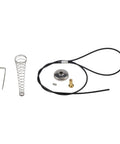 Black Spring-Loaded Gate Latch Cable Pull for Garden Wood Vinyl Fence components including cable, spring, and hardware.