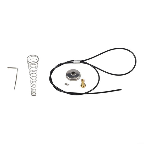 Black Spring-Loaded Gate Latch Cable Pull for Garden Wood Vinyl Fence components including cable, spring, and hardware.