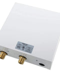Commercial 16Kw 277V Electric Tankless Water Heater With Bottom Fittings For Zero Sweat Setup And Dead On Temperature Control That Slashes Utility Bills And Keeps Hot Water Flowing Tight Daily, showing bottom fittings and ports.