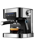 Professional Grade Semi Automatic Espresso Maker Featuring A Built In Conical Burr Grinder And High Pressure Steam Wand creating espresso.