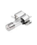 Fuse Clips for 6mm x 30mm Glass Ceramic Tubes, 2 Pole DIP Mount Holders shown from side view.