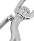 Close-up of a 1.3in stainless steel rotating clevis slip hook with latch for heavy-duty lifting