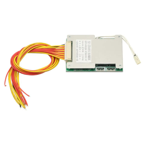 Kickass Heavy Duty 13S 48V 50A BMS Protection Board with wires for custom lithium ion battery packs.