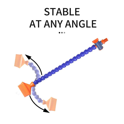 One Quarter Inch Threaded Flexible Cutting Fluid And Water Cooling Hose with angle adjustment and flat nozzle for CNC setup.