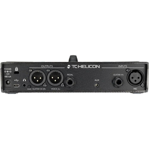 Rear view of Play Acoustic 3 Button Vocal And Acoustic Guitar Effects Stompbox with outputs and inputs for live performances.