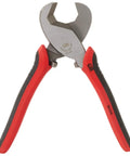 Heavy Duty 8-Inch Cable Cutter With High Leverage One Hand Design For Precision Cutting Soft Copper Aluminum Wire Battery Cable Hoses And Control Line Sturdy Steel Blades Tough Durable Grip Handy Tool in red and black handle.