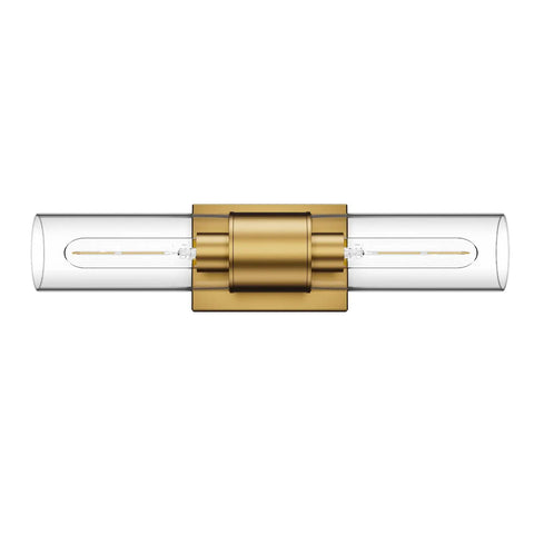 Stylish Modern 2 Light Vanity Light Fixture In Matte Gold With Clear Glass Up And Down Wall Sconces For Bathroom Bedroom Hallway And Kitchen Bulbs Not Included