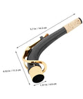 Curved Metal Neck Replacement For Alto Saxophone With Cork Sheet Black Nickel Plated Bend Neck Repair Kit dimensions view