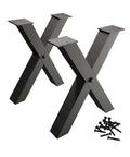 Beefy Heavy Duty 28 Inch Black Metal Table Legs Set Of 2 X Frame Design For Dining Desk Coffee Table And Benches Rust Resistant