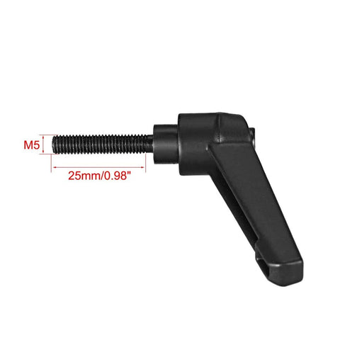 Adjustable Clamping Lever Handle M5 X 25mm Black Oxide Carbon Steel Male Threaded Stud Hand Knob With Locking Lever