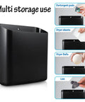 Magnetic Laundry Storage Bin With Large Lint Holder For Laundry Room Space Saving Trash Container hangs on washer wall