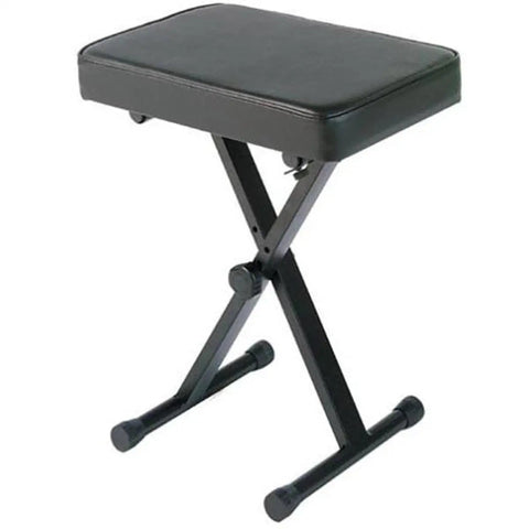 PKBB1 Adjustable Padded Keyboard Bench X-Style Black 19.5 Inches, Budget-Friendly, Comfortable Portable Studio Seat For Piano Keyboard