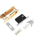 Rock Solid Zinc Alloy Keyed Sliding Barn Door Lock Handle For Wood Double Doors Heavy Duty Hardware components with keys and screws