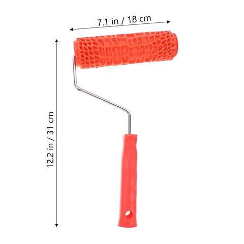 Decorative Texture Roller With Handle for Faux Wood Wall Finish Painting, 7.1 in roller for creating embossed patterns.