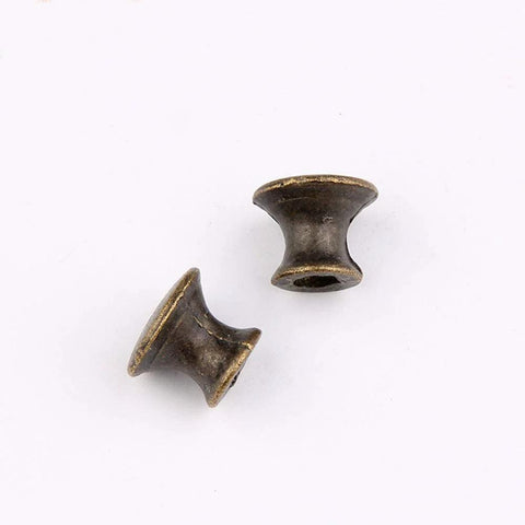 Two 10 Pcs Vintage Bronze Drawer Pull Handles Zinc Alloy Mini Metal Knobs for Cabinets Doors Jewelry Boxes on white background