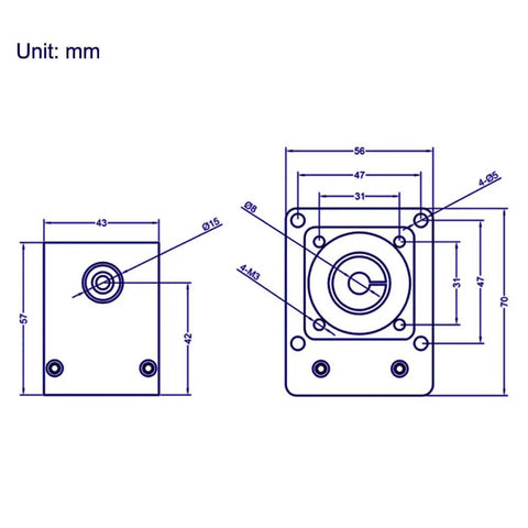Technical drawing of the 150mm Travel Linear Rail Guide Kit With SFU1605 Ballscrew Square Rails And Nema 17 Stepper Motor dimensions