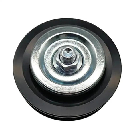 High Grade Drive Belt Idler Tensioner Pulley Compatible With Land Cruiser FZJ70 FZJ75 FZJ80 FZJ105 top view showing metal center and rubber surface.