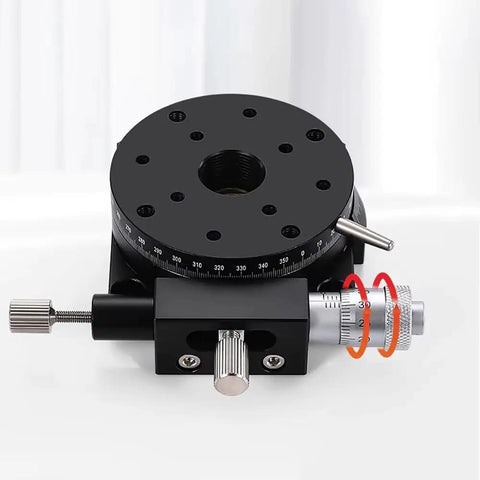 R-Axis Rotary Stage With 360-Degree Coarse Rotation And Fine-Tune Range Of Five Degrees Through A Micrometer Drive RS60-L