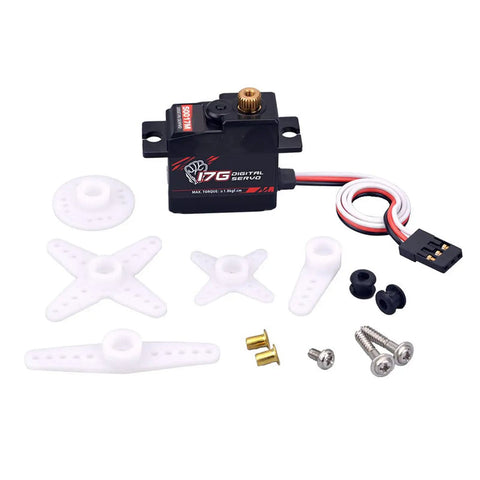 Compact Digital Servo Motor With All Metal Gears Kicking Serious Butt In Torque For Rc Cars Gimbals And Miniature Robots with accessories.