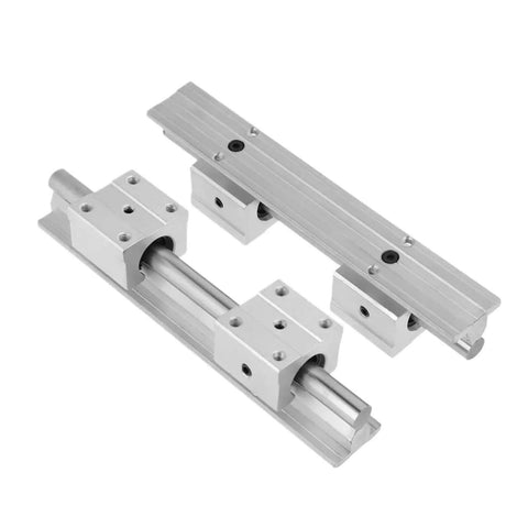 Get The Smoothest High Precision Linear Guide Rail Kit With 2 Pcs SBR12 Shafts And Four Sbr 12uu Bearing Slider Blocks For Your CNC Maker Or 3D Printer Build That Flows Like Butter Without Any Stick Slip Glitch.. SBR12 rails and 4 bearing blocks
