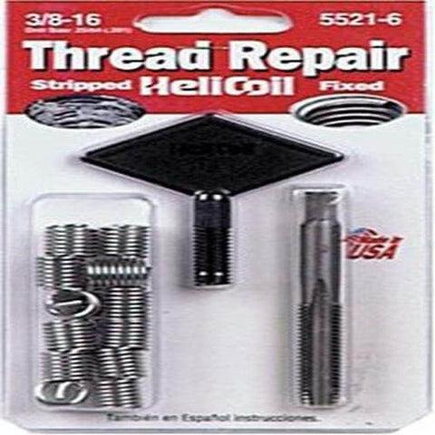 3/8-16 Inch Coarse Thread Repair Kit With 12 Inserts Installation Tool And Tap Complete DIY Instructions For Repairing Damaged Threads In Metal Holes Carded Pack Pro Grade Quality