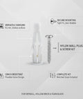 Heavy Duty Nylon Wall Plug And Screw Kit For Drywall showcasing expanding anchors for secure mounting.