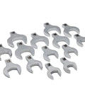 14 Piece 1/2 Inch Drive Jumbo Crowfoot Wrench Set SAE With Chrome Plated Carbon Steel, Drop Forged And Heat Treated, on white background