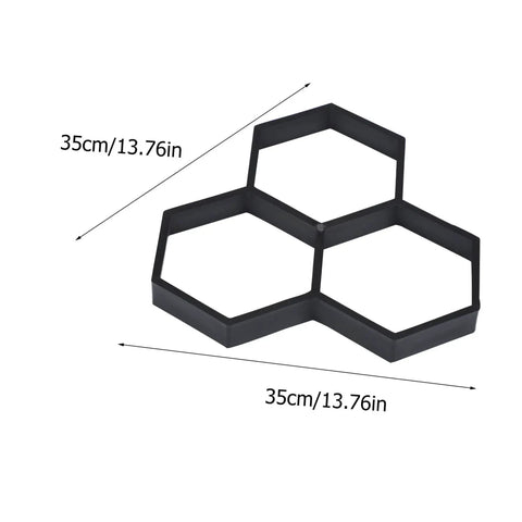DIY Hexagon Cement Floor Mold For Garden Paths And Patios Reusable Paving Mold black plastic 35cm size