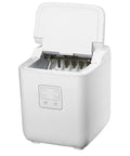Dope Portable Countertop Ice Maker Features Lightning Fast Six Minute Freeze Tech white unit with lid open showing ice cube molds.
