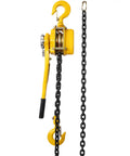 Heavy Duty Ratchet Lever Chain Hoist 3 Ton 6600 Lbs Capacity 20 Ft with yellow hook and black chain for heavy lifting.