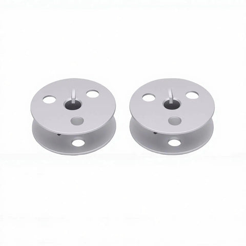 Heavy Duty Four Hole Aluminum Bobbin With Cnc Machined Precision Balance Dead Nuts Exact Alignment And Smooth Operation For Durkopp 1767 767 867 887 Industrial Sewing, showcasing two bobbins with holes.