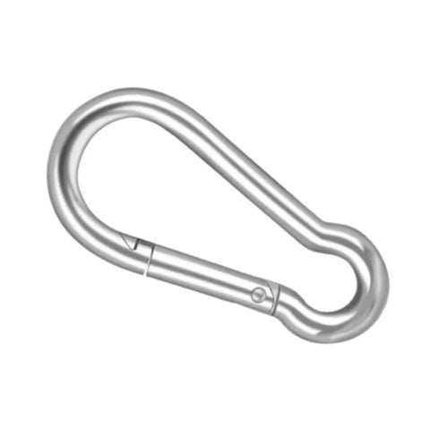 316 Stainless Steel Snap Hook Carabiner With Spring Loaded Gate, marine grade link connector, single piece view