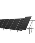 Expandable Solar Panel Ground Mount Bracket Kit With Adjustable Tilt For Two Large Panels Up To 590W installed in backyard