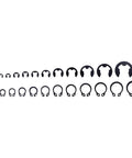 Pro Grade E Clip And C Clip Assortment Kit With 324 Pieces Of 304 Stainless Steel External Retaining Rings displayed in various sizes.