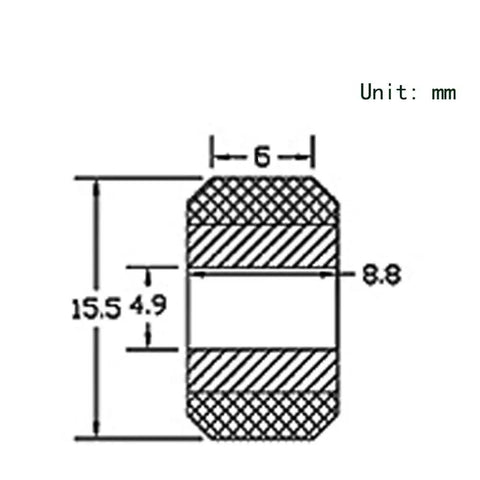 Technical diagram of a 10 Pack POM Small V Shape Pulley Wheel with 5mm Bore Double Bearing for 3D Printers and CNC Machines, 15.3mm Outer Diameter