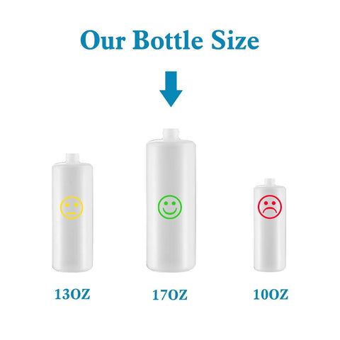 Comparison of bottle sizes with 17oz bottle for Built In Kitchen Soap Dispenser With Brushed Nickel Finish Top Refill Access No Fuss