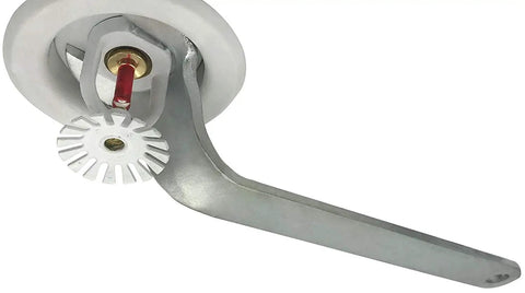 Dual Pack Pendent Fire Sprinkler Heads With Half Inch Npt Thread And Ul Approval For Easy Automatic Fire Defense Featuring Standard Response Glass Bulb Shutoff At 155 Fahrenheit In White Finish Built Tough To Handle Pressure And Give You Real Peace Of, showing detailed metal and plastic components.