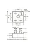 Two Pack 25 Amp 600 Volt DIP4 Square Bridge Rectifier Kit, High-Current Dual Bridge Module For Power Supplies, DIY Electronics, And Electrical Projects dimensions drawing