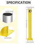 Built Tough Heavy Duty Steel Safety Bollard Post Delivering High Visibility Parking Protection And Raw Impact Resistance While Standing Up To Daily Wear With A Rust Proof Powder Coat Finish measuring 42 inches tall with a 4.5 inch diameter.