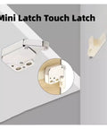 Cool Push To Open Touch Latches Make Handleless Cupboards A Breeze. Close-up view of mini touch latch with spring mechanism.