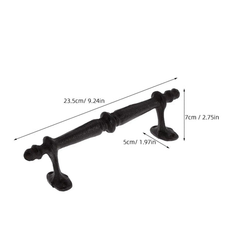 Rustic Cast Iron Outdoor Gate Handle With Knob Pulls For Garden Fence And Cabinet Hardware showing dimensions