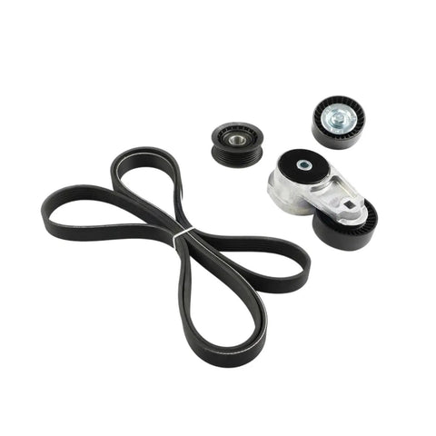 Essential Engine Timing Belt Kit For Jeep Dodge Grand Caravan Chrysler 3.6L ERB Serpentine Drive System With Idler Pulley And Tensioner To Keep Your Ride Run Smooth And Stop Those Annoying Belt Slips From Going Buggy. Black serpentine belt kit with tensioner and idler pulleys
