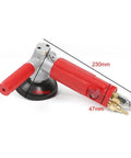 Red pneumatic water-jet grinder with brass fittings and metal head for stone polishing