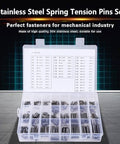 Pro Grade Stainless Steel Roll Pin Kit, 280 Pieces, M1.5 to M8 Slotted Spring Pins in Durable Box on display