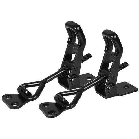 Beefy Toggle Clamp For Cabinets, Doors, Lockers, Boxes And Vehicles, Adjustable Mounting, 220 Lb Holding Power, Durable Steel Hasp Catch Clip, Easy Install, Versatile Latch Solution, 2-pack black steel toggle clamps