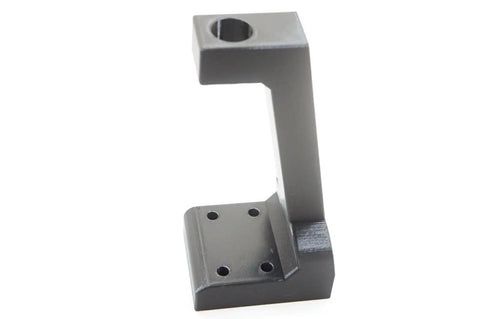Powder Measure Bench Stand For Redding RS-6 Mount And RCBS Uni-Flow, black 3D printed composite holder with four holes, side view