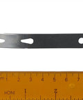Close-up of one Six Piece Mini Crank Crowbar, 3 Inch Stainless Steel Pocket Pry Bar Keyring next to ruler for size reference.