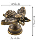 Front view of a vintage bronze bee-shaped cabinet knob, zinc alloy, measuring 3x3x1.7 cm. Set Of 10 Vintage Gold Bee Shaped Cabinet Knobs Made From Zinc Alloy Hardware For Cabinets And Dressers Retro Bronze Finish Drawer Knobs Pull Handles For Dresser Drawers Durable Rust Resistant And Stylish Cabinet Hardware