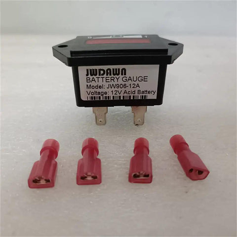 Heavy Duty 12 Volt Battery Gauge Indicator With Led Capacity Monitor For Golf Carts Electric Forklifts And Curtis Vehicles. Battery gauge with connectors.